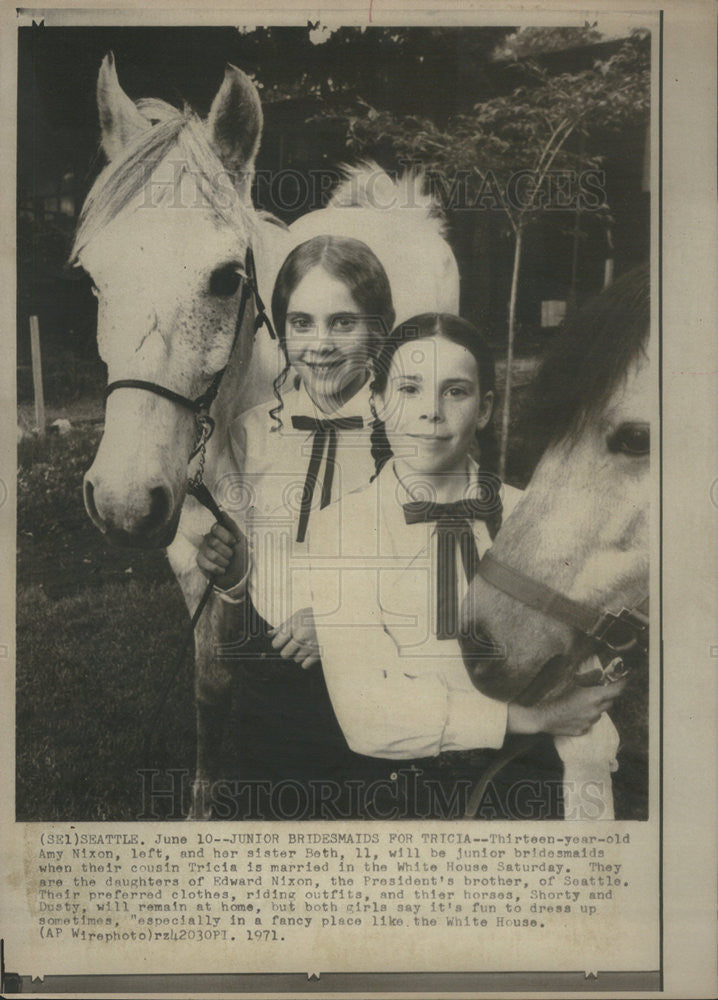 1971 Press Photo Amy And Beth Nixon, Niece&#39;s Of President Richard Nixon - Historic Images