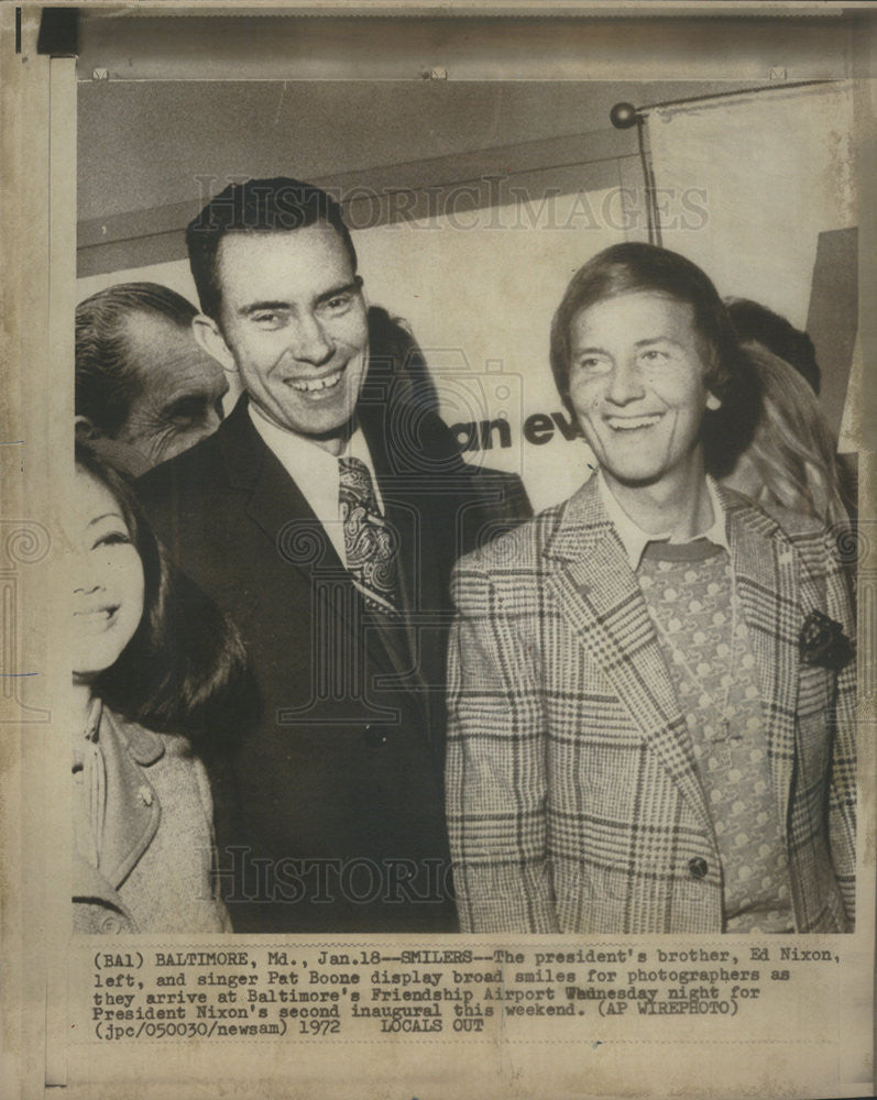 1972 Press Photo Edward Nixon, President Nixon&#39;s Brother, Pat Boome - Historic Images