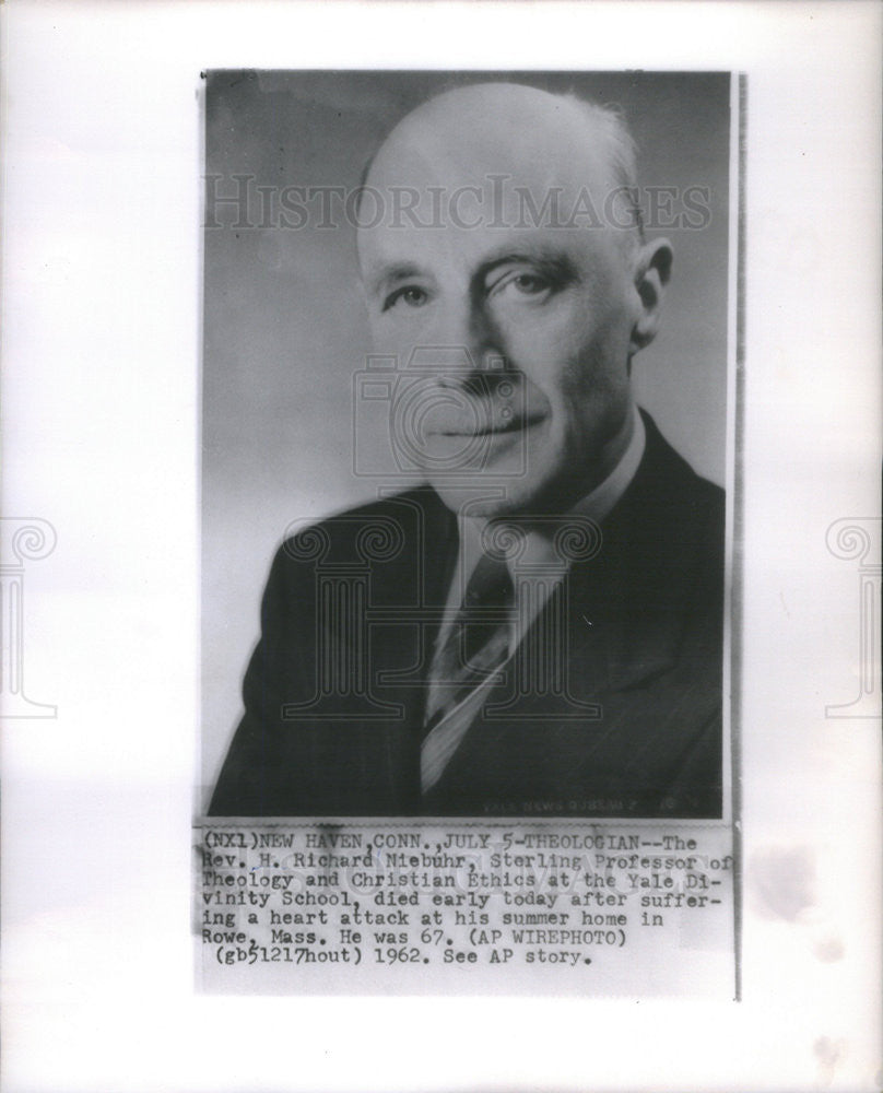 1962 Press Photo Rev. H. Richard Niebuhr Sterling Professor Theology Christian - Historic Images