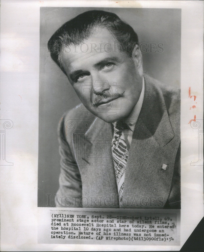 1954 Press Photo Bart Lytell, prominent stage actor and star of silent films - Historic Images