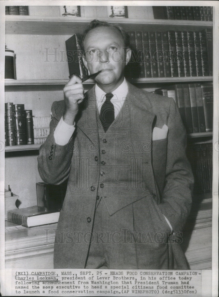 Press Photo Charles Luckman, President of Lever Brothers - Historic Images