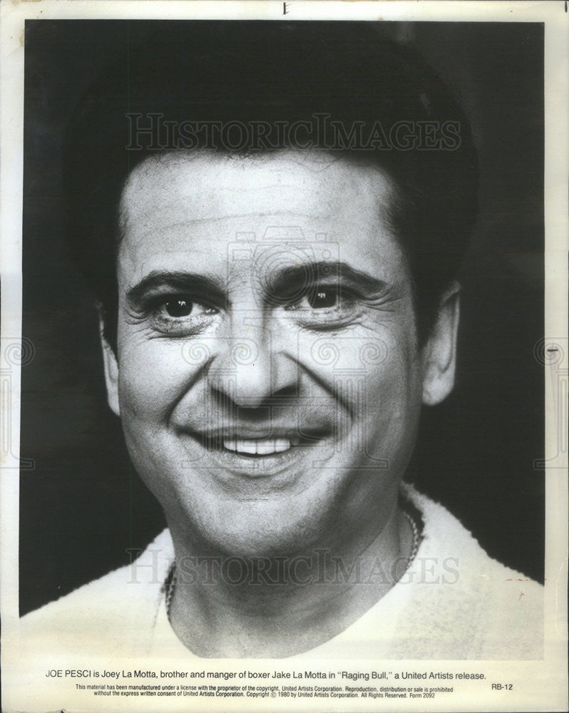 1981 Press Photo Joe Pesci &quot;Raging Bull&quot; - Historic Images