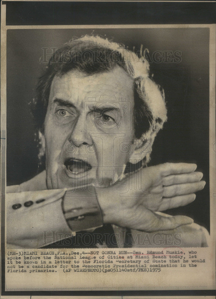 1975 Press Photo of Sen. Edmund Muskie, Democratic nominee for Pres. - Historic Images