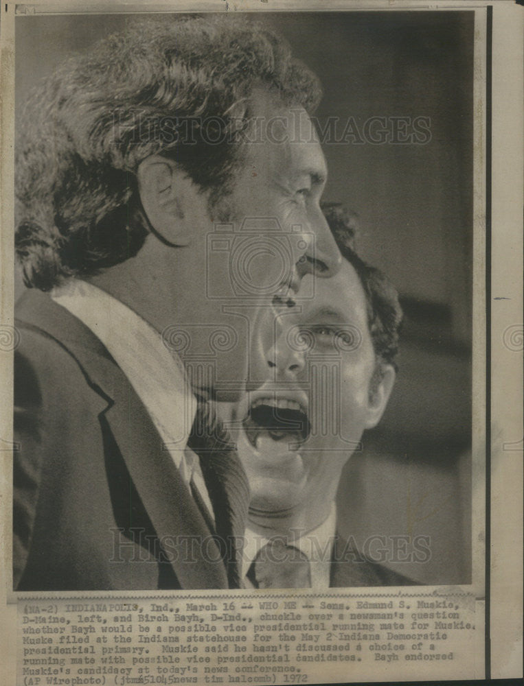 1972 Press Photo Senator Edmund Muskie Maine Birch Bayh Indianapolis Conference - Historic Images