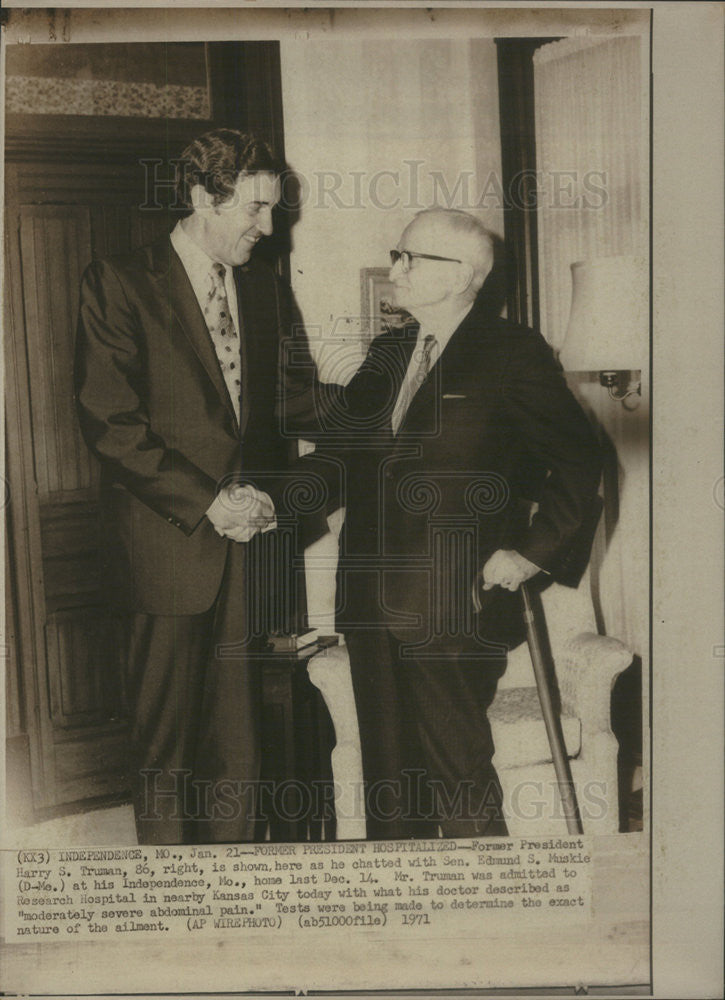 1971 Press Photo President Harry S. Truman Senator Edmund S. Muskie Missouri - Historic Images