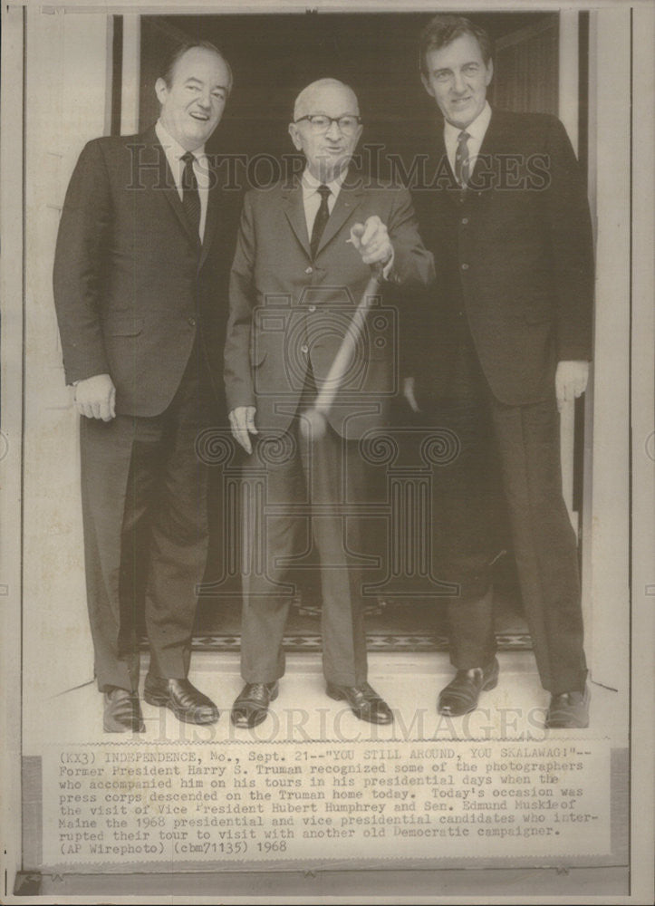 1968 Press Photo Harry Truman Hubert Humphrey Edmund Muskie - Historic Images