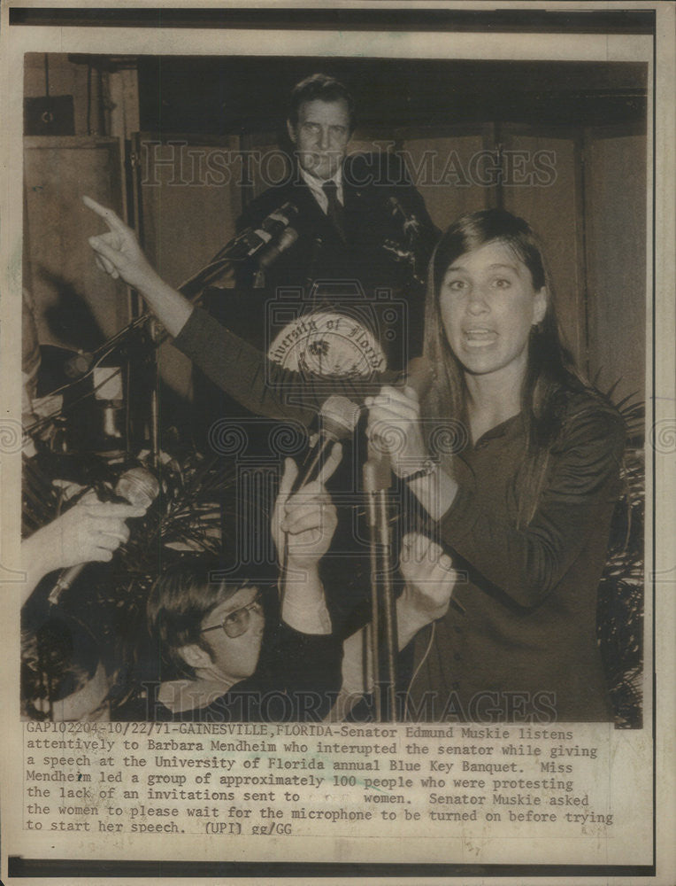 1971 Press Photo Senator Edmund Muskie and and Barbara Medheim - Historic Images