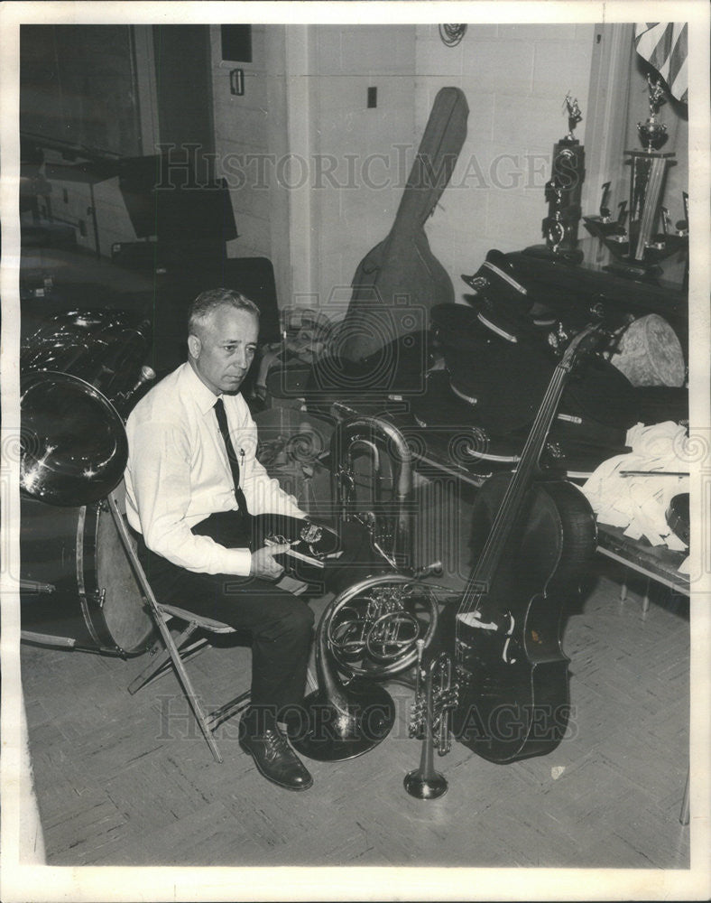 1966 Press Photo of Charles S. Peters of Joliet IL band and orchestra program - Historic Images