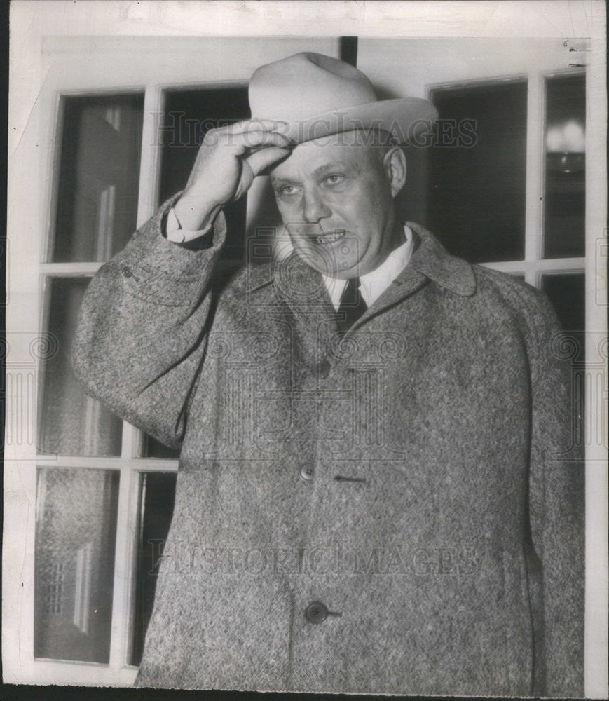 1954 Press Photo George Meany AFL President Leaving White House - Historic Images