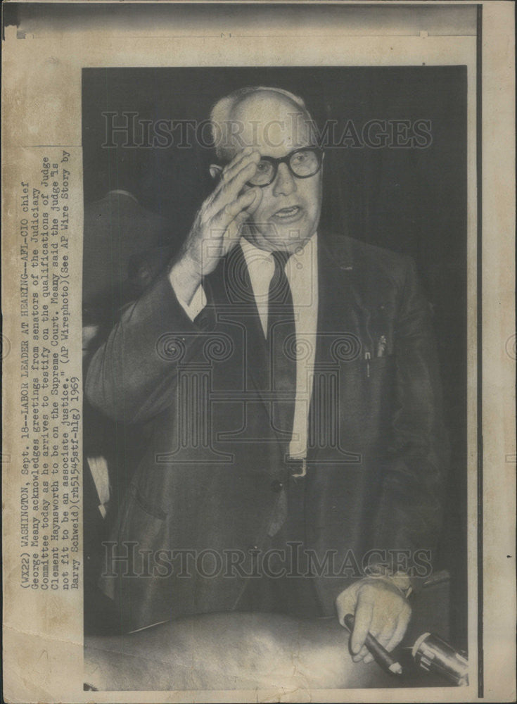 1969 Press Photo AFL CIO President George Meany House Judiciary Committee - Historic Images