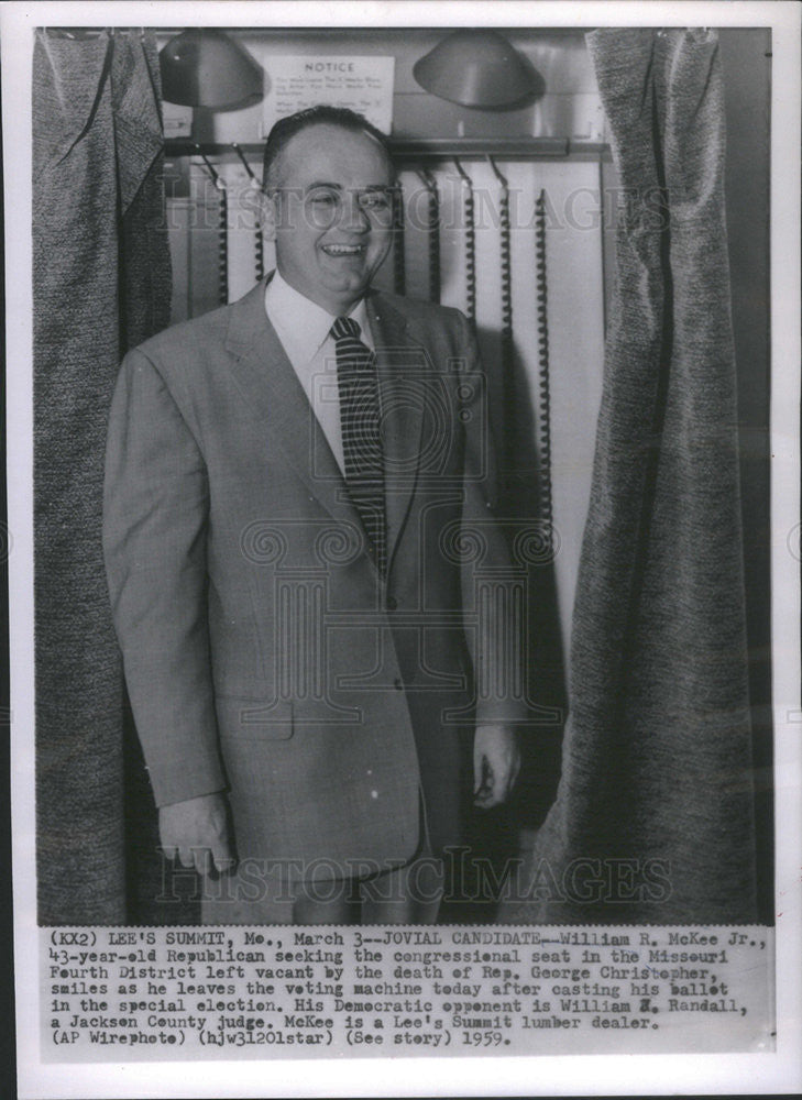 1959 Press Photo William R. McKee Jr  Republican Missouri Congressman - Historic Images