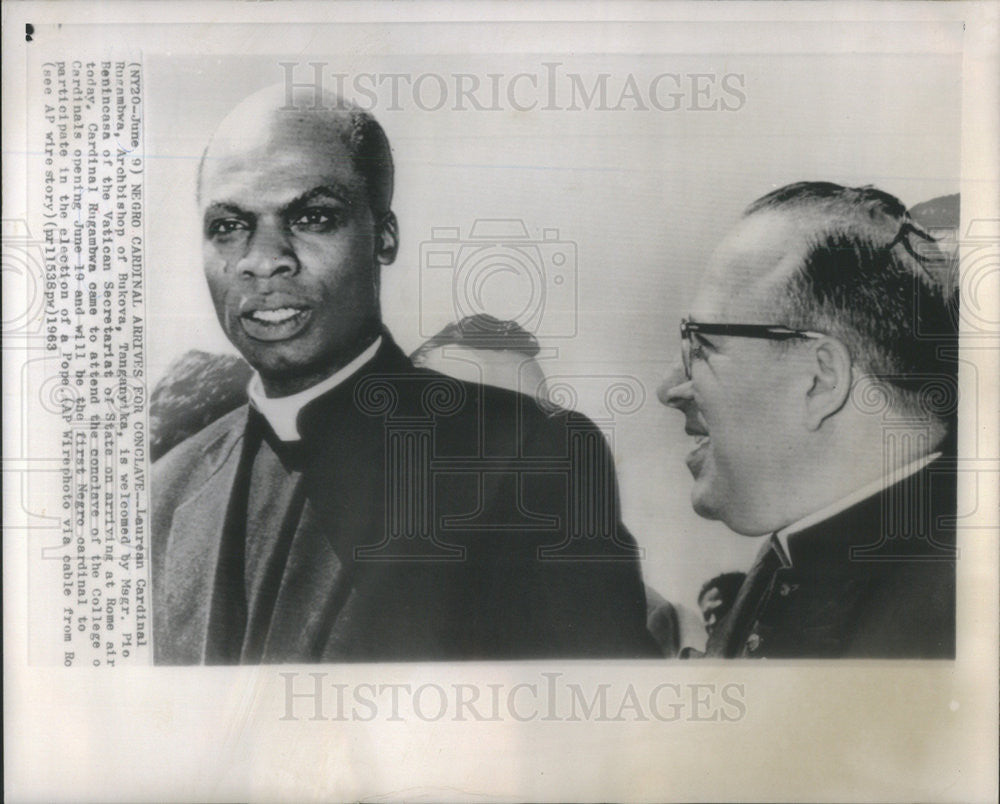 1963 Press Photo Laurean Cardinal Rugawbwa Archbishop Bukova Tanganyika  Vatican - Historic Images