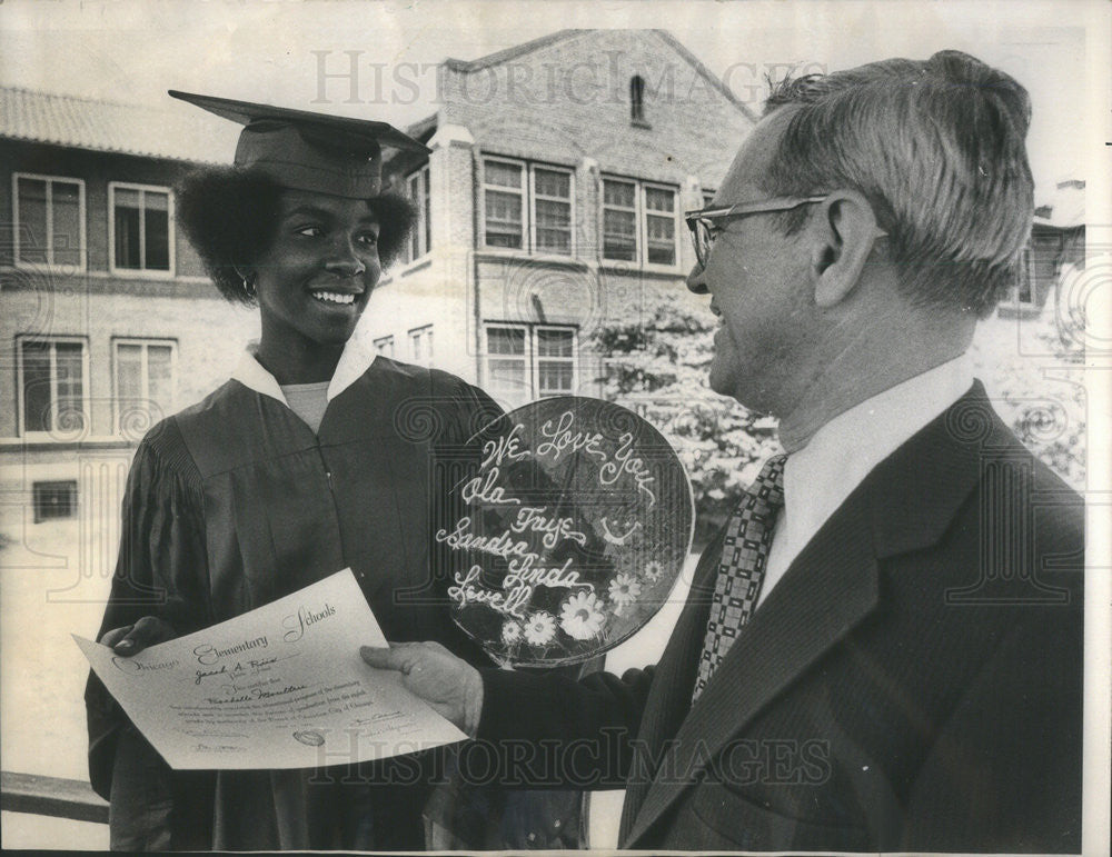 1973 Press Photo Rochelle Moultrie Theodore Hagensee Jacob Riis Elementary - Historic Images