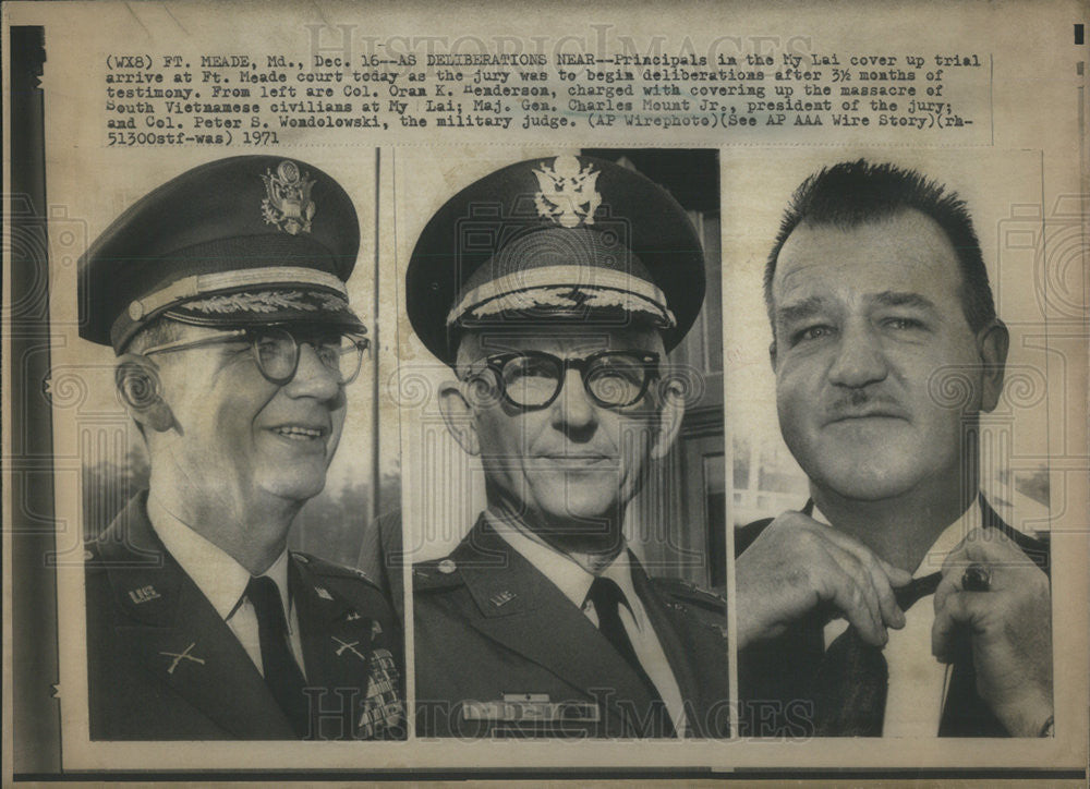 1971 Press Photo Col Oran Henderson, Maj Gen Charles Mount Jr - Historic Images