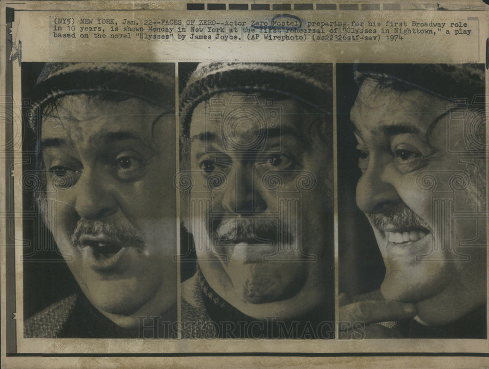 1974 Press Photo Zero Mostel Actor Comedian New York Rehearsal Ulysses Nighttown - Historic Images