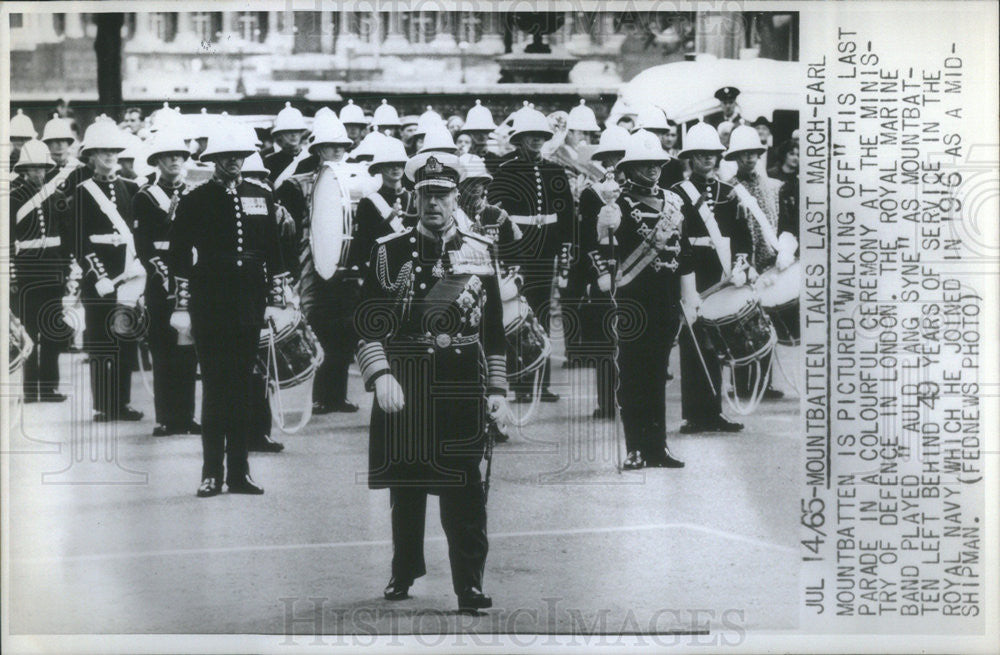 1965 Press Photo Lord Louis Mountbatten British Defence Staff Chief - Historic Images