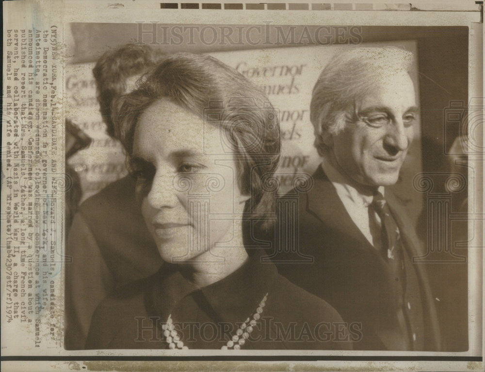 1974 Press Photo Howard J. Samuels with wife Antoinette, on his candidacy - Historic Images