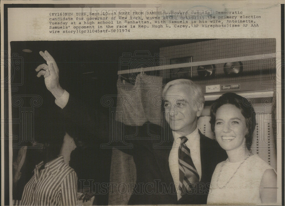 1974 Press Photo New York Gubernatorial Candidate Howard Samuels With Wife - Historic Images