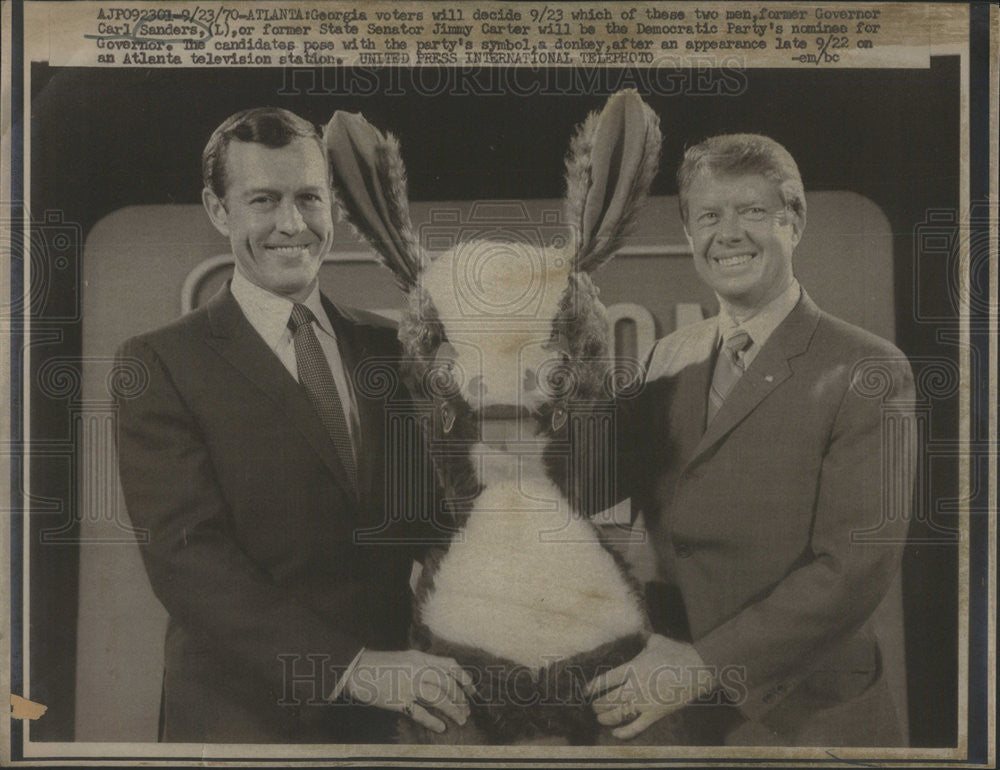 1970 Press Photo Carl Sanders and Jimmy Carter Democratic nominee for Gov - Historic Images