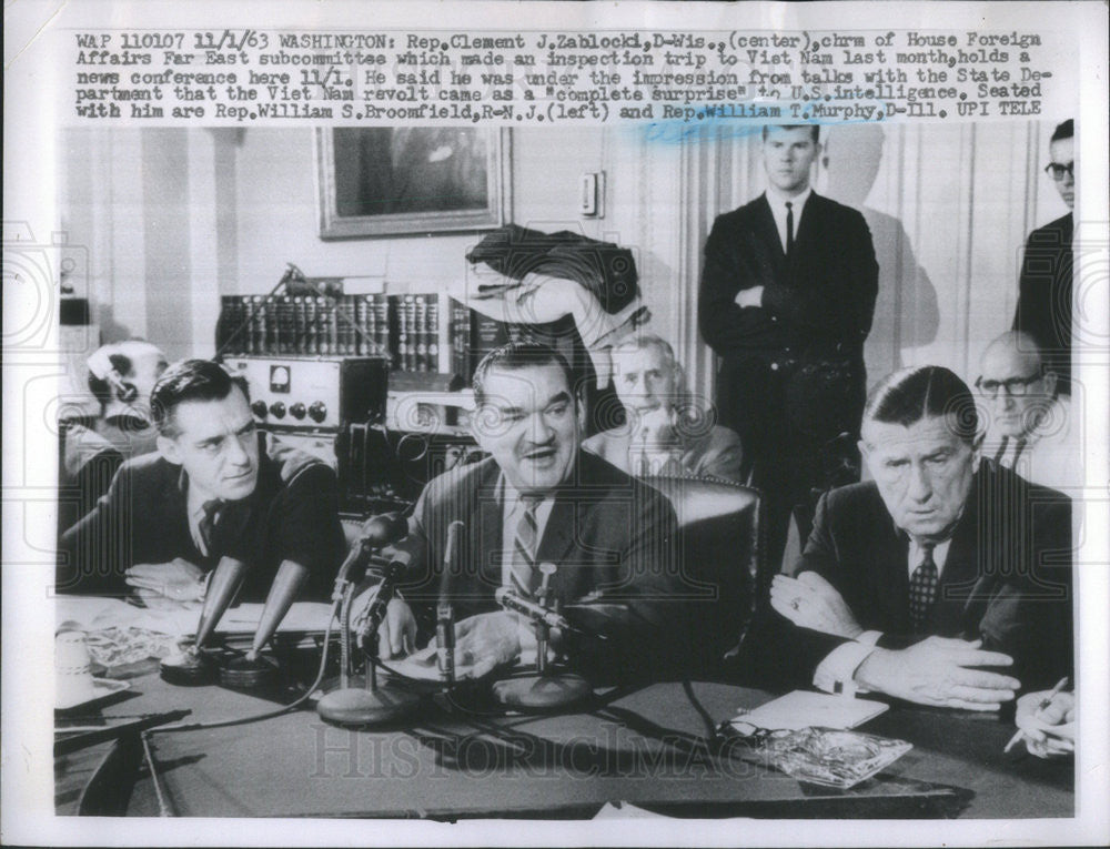 1963 Press Photo Rep Zablocki, Rep Broomfield,Rep Murphy at Subcommittee Meeting - Historic Images