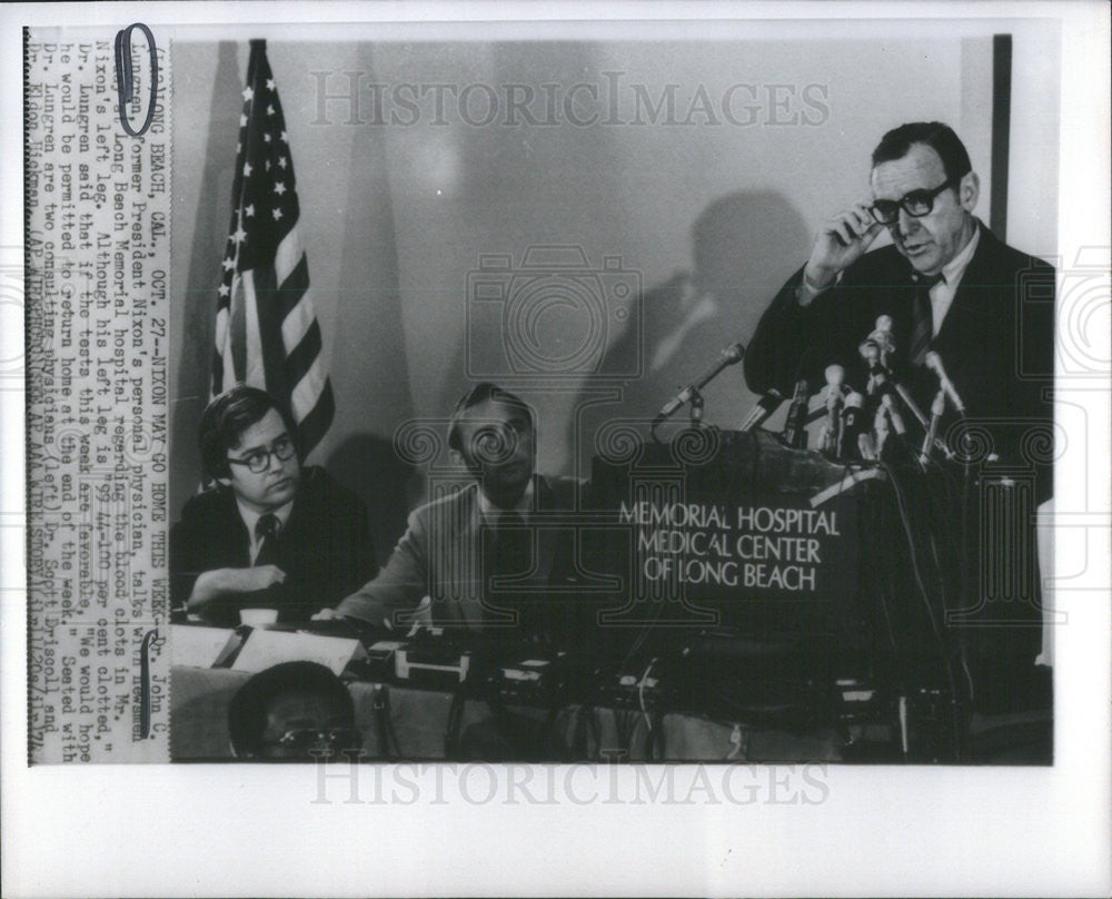 1974 Press Photo Dr John Lungren Press Conference President Nixon Condition - Historic Images