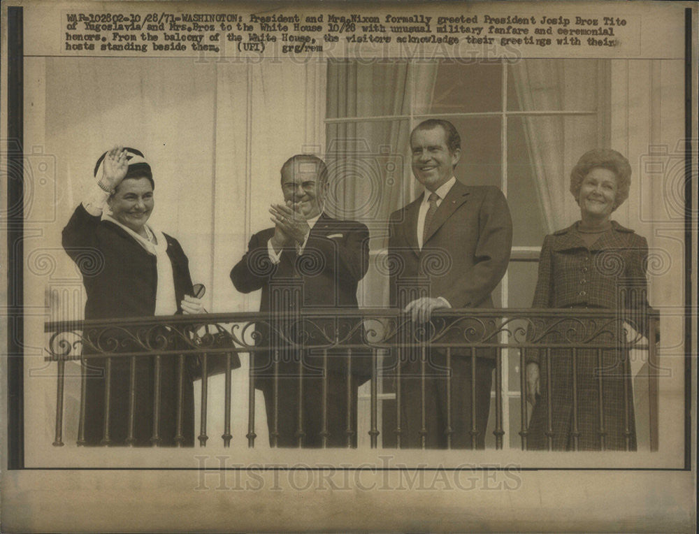 1971 Press Photo President &amp; Mrs Nixon, President Joseph Bros Tito &amp; Mrs. Bros - Historic Images