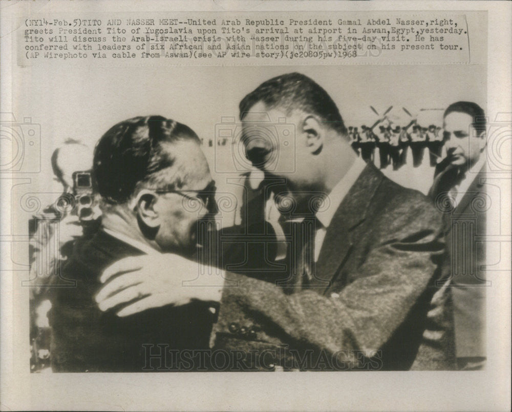 1968 Press Photo gamal Abdel Nasser President tito - Historic Images