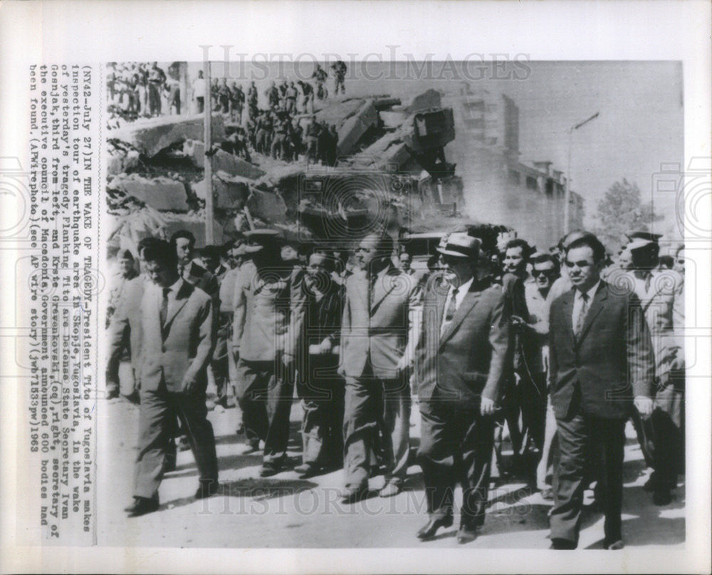 1963 Press Photo Pres Tito of Yugoslavia &amp;Ivan Gosnjak Def state Sec - Historic Images