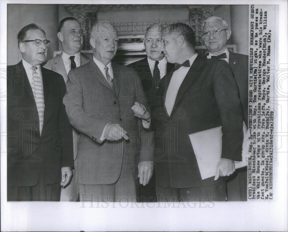 1959 Press Photo President Eisenhower, Rep. T. Curtis, Rep. G. Meader - Historic Images