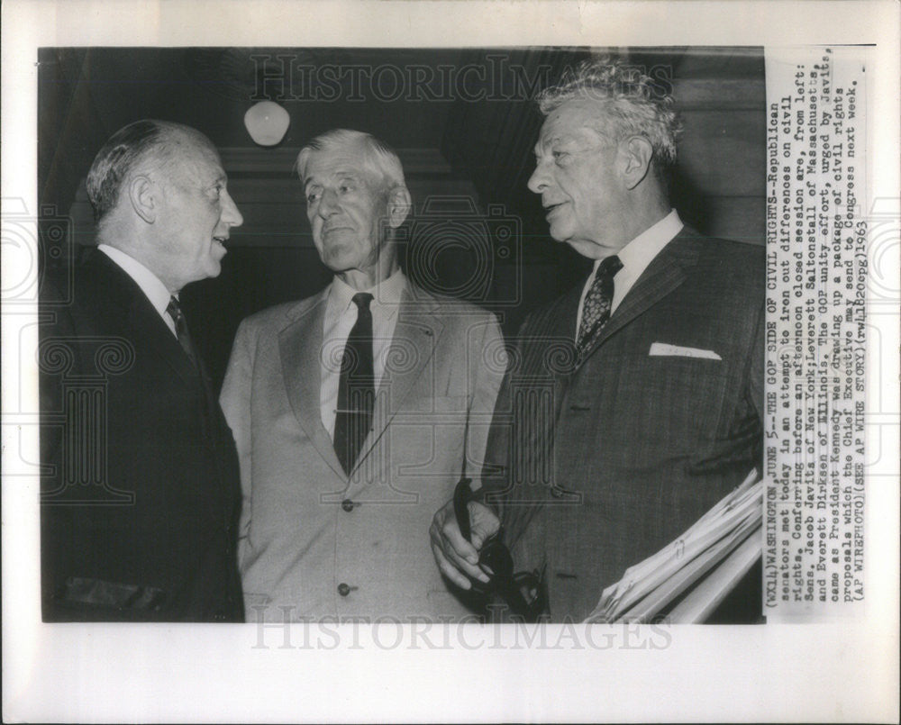 1963 Press Photo Jacob Javits Leverett Saltonstall Everett Dirksen - Historic Images