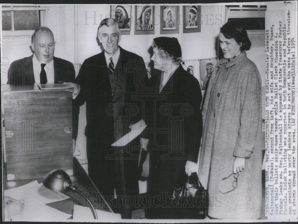 1954 Press Photo Leverett Saltonstall American Republican Politician - Historic Images