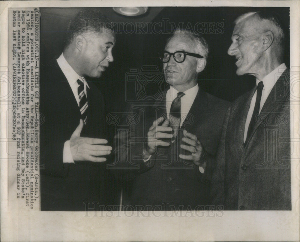 1963 Press Photo Sen Barry Goldwater, Atty Gen Edward Brooke - Historic Images