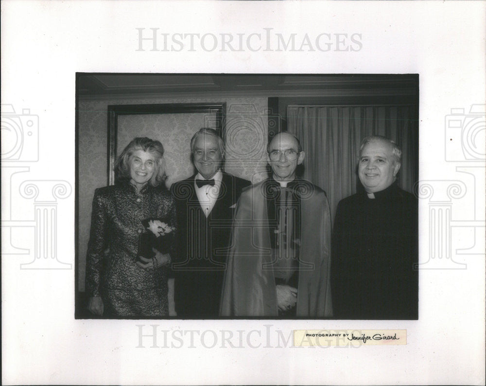 1991 Press Photo Sargent &amp; Eunice Shriver w/ Cardinal Bernardin - Historic Images