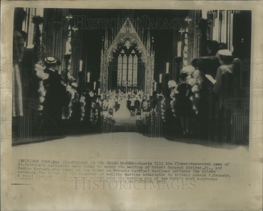 1953 Press Photo Wedding Of Robert Sargent Shriver, Jr., And Funice Kennedy - Historic Images