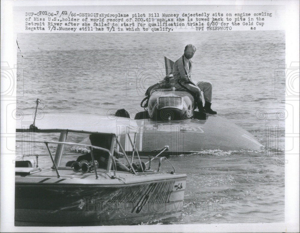 1966 Press Photo Hydroplane piloted by Bill Muncey failed to qualify - Historic Images