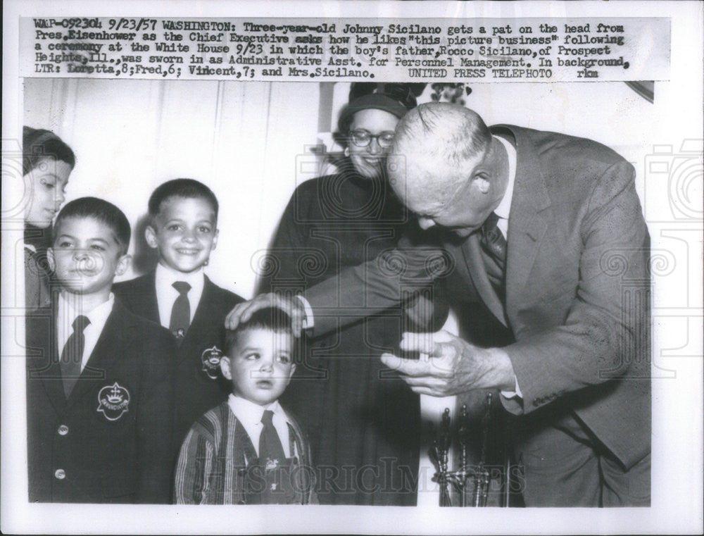 1957 Press Photo Rocco Siciliano Presidential Assistant Family - Historic Images