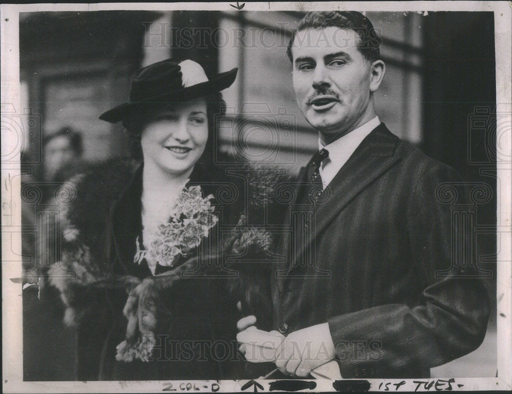 1937 Press Photo Alistair Gladstone MacDonald Bride Doreen Banaz Caxton Hall - Historic Images