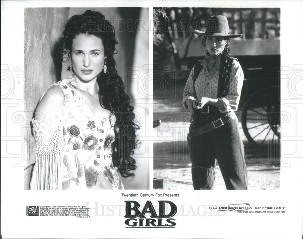 1996 Press Photo Actress Andie MacDowell in Bad Girls - Historic Images