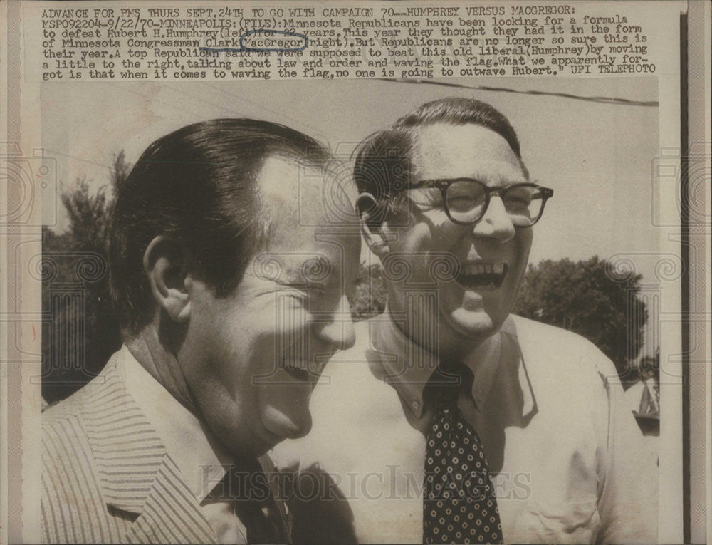 1970 Press Photo Clark MacGregor MN Congressman with Hubert Humphrey - Historic Images