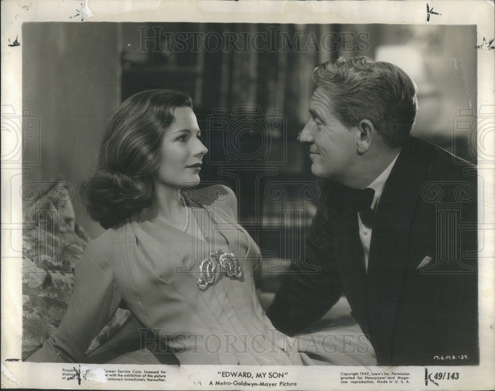 1949 Press Photo Leueen McGrath Spencer Tracy Edward, My Son - Historic Images