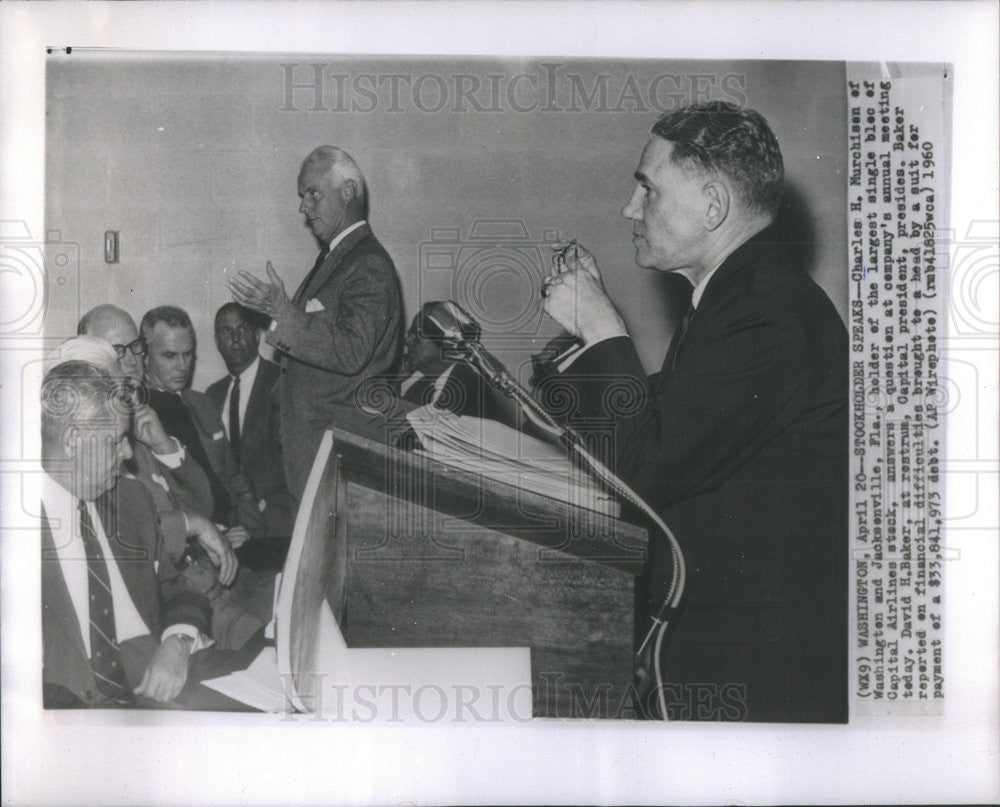 1960 Press Photo Charles H. Murchisen Capital Airline Largest Stock Holder - Historic Images