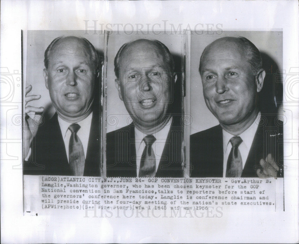 1956 Press Photo Washington Gov. Arthur B. Langlie at governors conference - Historic Images