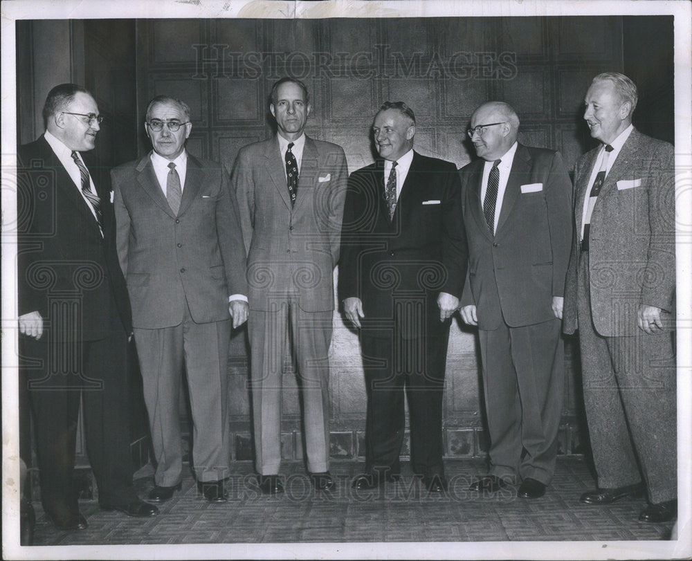1957 Press Photo Charles J. Hafner, Max Cohen, Lewis A. Laphan, Capt. John Manly - Historic Images