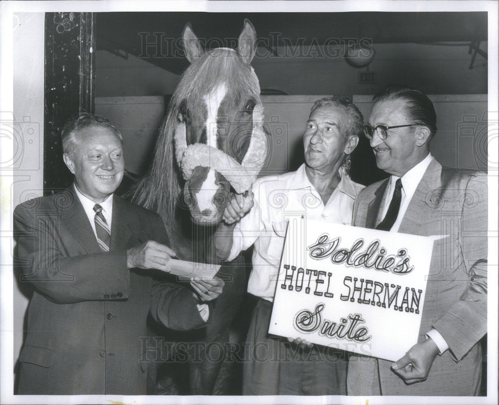 1958 Press Photo Steve Lanpher,Goldie the horse,Art Konyat,Ger Sunde - Historic Images