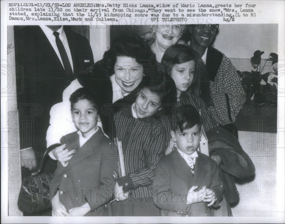 1959 Press Photo Bett Hicks Lanza,and her 4 children with late Mario Lanza - Historic Images