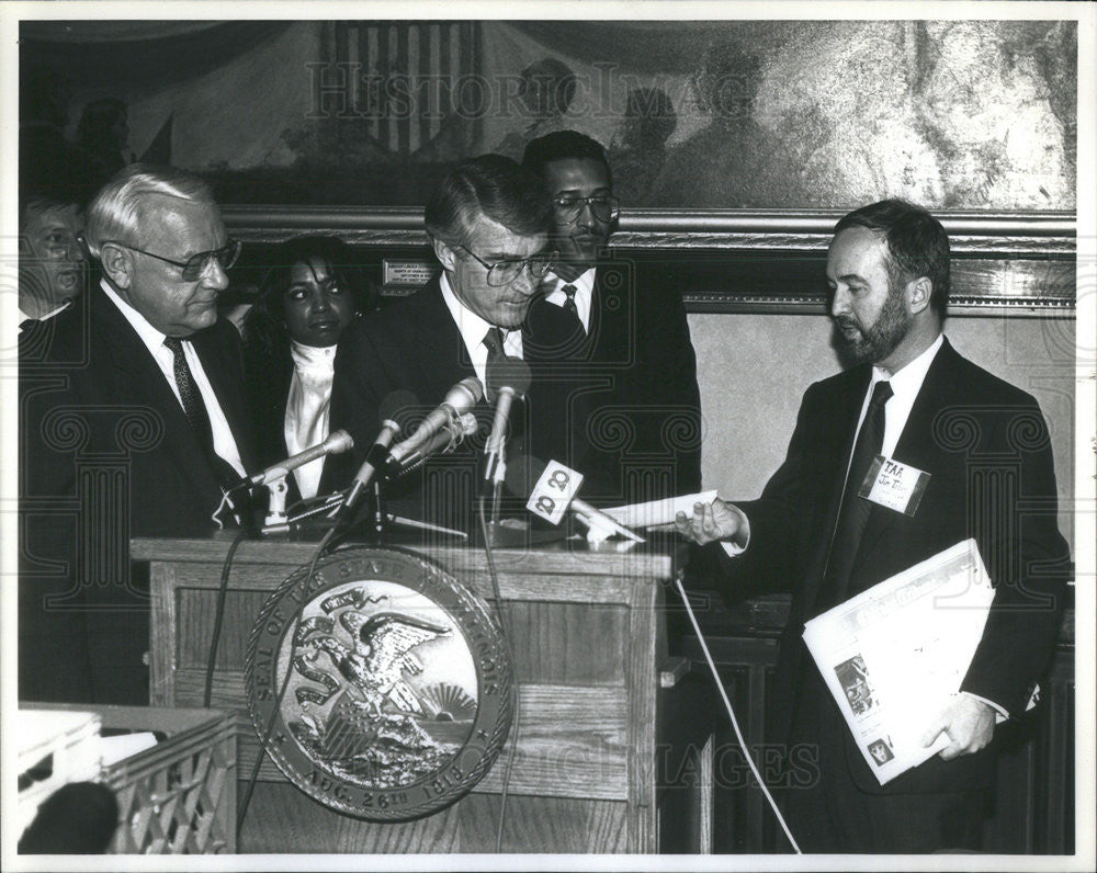 1990 Press Photo Jim Edgar Secretary State Jim Tobin George Ryan David Milliner - Historic Images