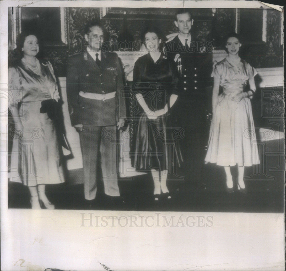 1953 Press Photo Marshal Tito Yugoslavia Queen Elizabeth Duke Edinburgh London - Historic Images