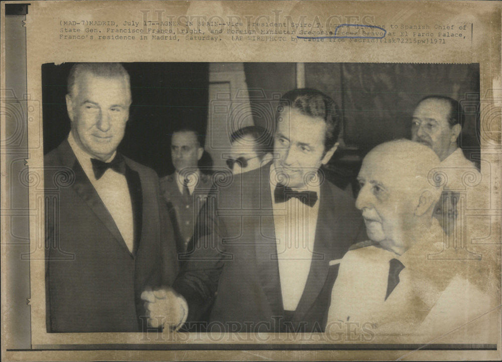 1971 Press Photo Foreign Gregorio Lopez Bravo at El Pardo Palace, in Madrid - Historic Images
