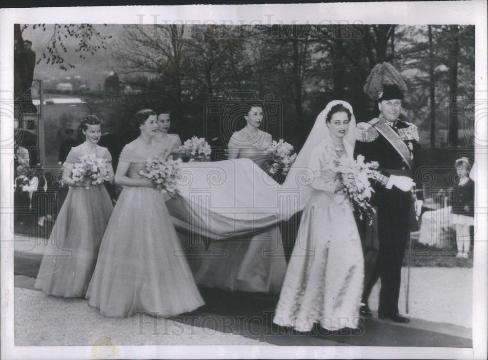 1953 Press Photo Crown Prince Olav Norway Princess Bagnhild Wedding Erling - Historic Images