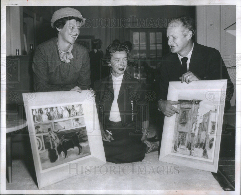 1956 Press Photo Mrs. John Bogardus, Mrs. Robert Tyler and Rudolph Penn - Historic Images